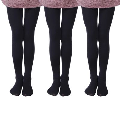 EVERSWE 3 Pairs Pack Girls Microfiber Tights Black 6-8